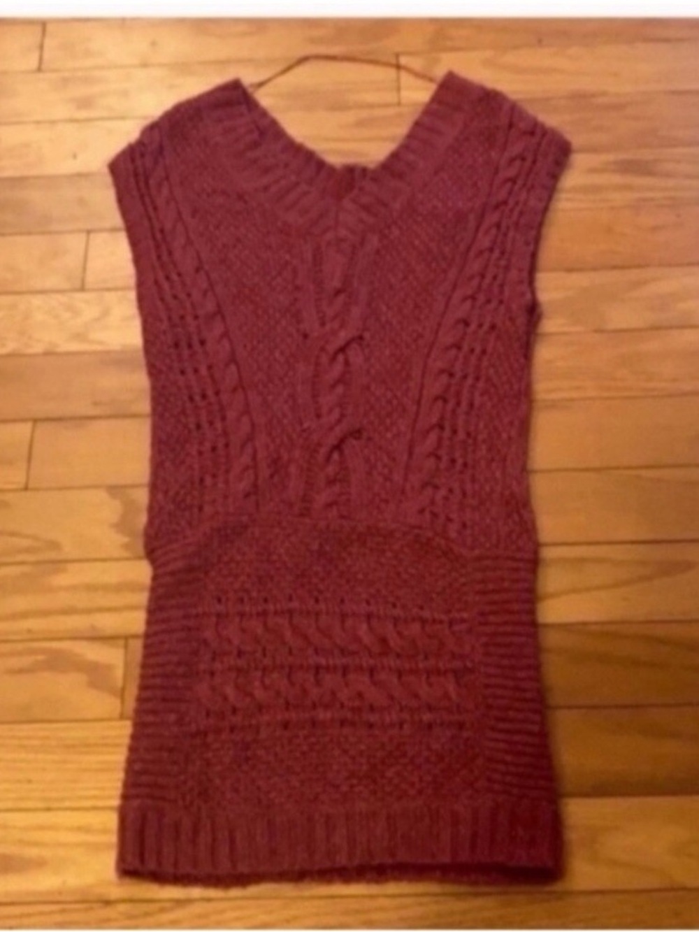Free People Chunky Knit Sweater Vest/Dress - Burgundy